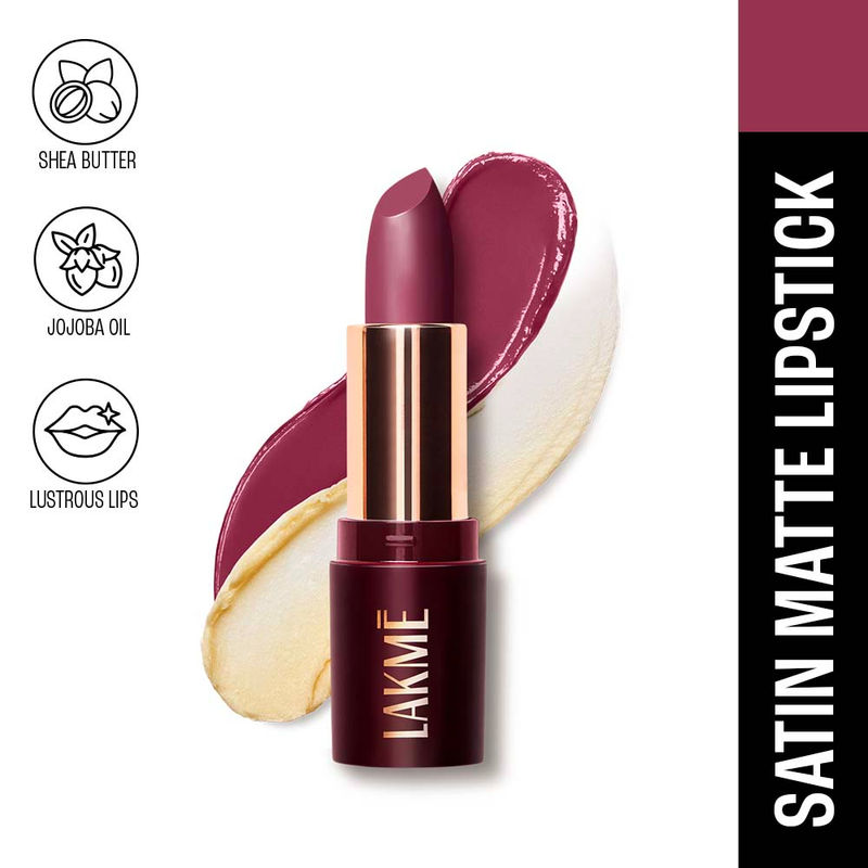 Lakme Ultimate Glam Satin Matte Lipstick - Purple Sparkle