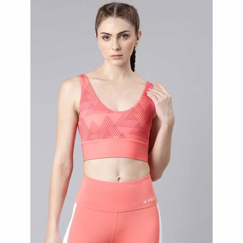 Xtep Training Series Seamless Slim Fit Sports Bra for Women, King Kong Pink (S)