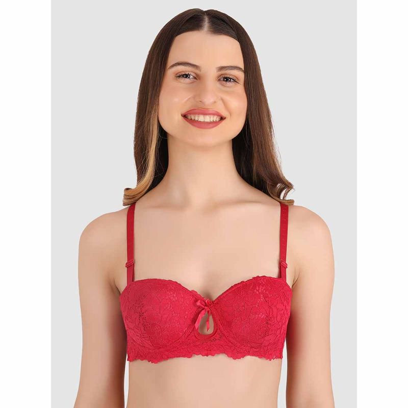 BRACHY Women Maroon Lace Underwired Heavily Padded Push-Up Bra (32A)