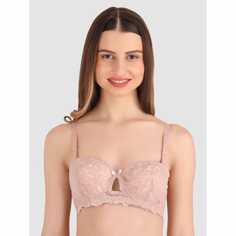 BRACHY Women Skin Lace Underwired Heavily Padded Push-Up Bra (32B)