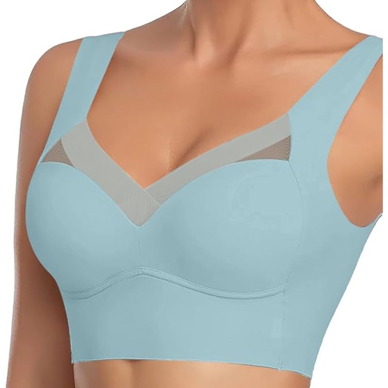BRACHY Women Blue Full Coverage Seamless Pushup Every Day Bralette Sporta Workout Bra (38)