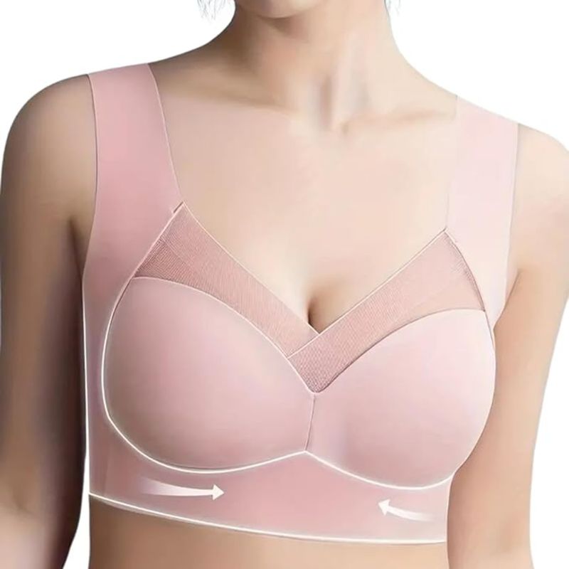 BRACHY Pink Full Coverage Bras for Women Comfy No Underwire Plus Size Bra High Impact (4XL)