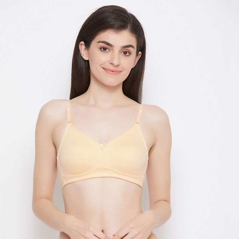 Clovia Cotton Spandex Solid Non-Padded Full Cup Wire Free T-shirt Bra - Nude (42B)