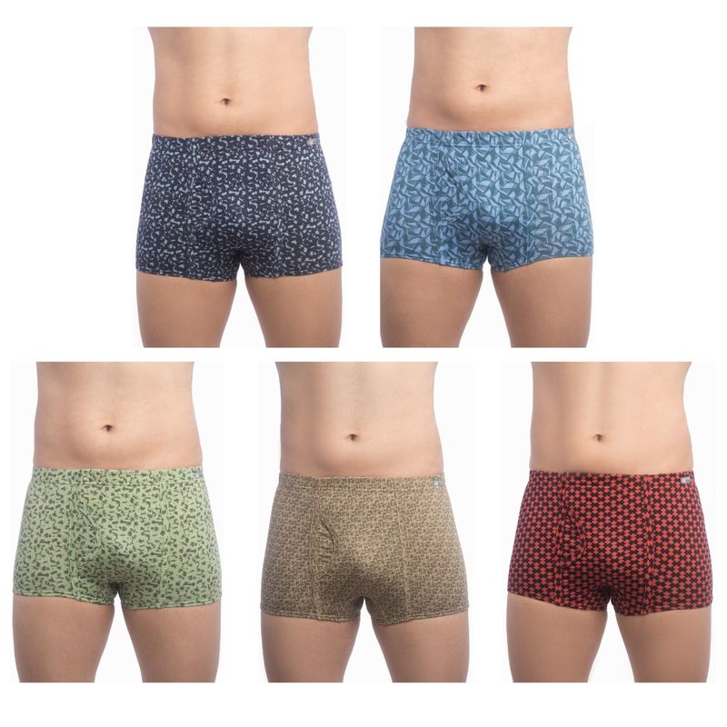 VIP Mens Cotton Brando Printed Mini Trunks, Colors & Prints May Vary (Pack of 5) (95)