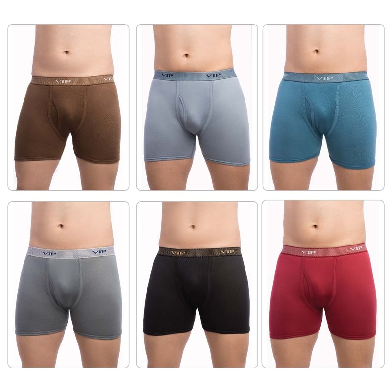VIP Fresh Mens Plain Trunks- Assorted Colours (Pack of 6) (90)