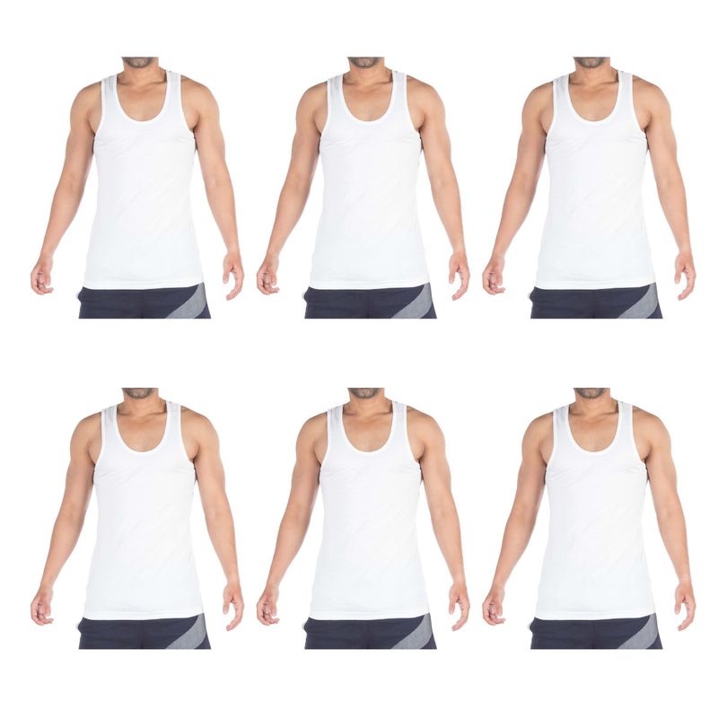 VIP Mens Bonus Knitshrunk Round Neck Cotton Vest (Pack of 6) (90)
