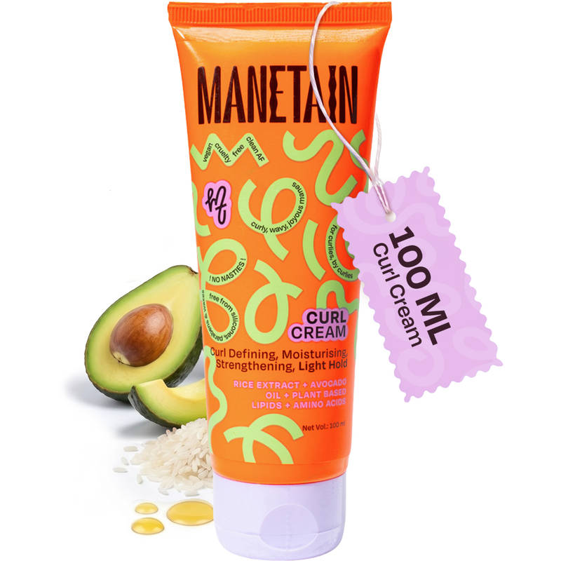 Manetain Curl Cream For Curly & Wavy Hair - Hydrating, Frizz Control, Curl Definition & Soft