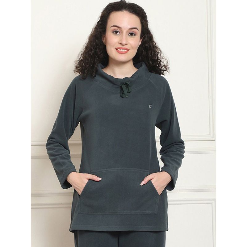 Kanvin Green Solid Loungewear Sweatshirt (S)