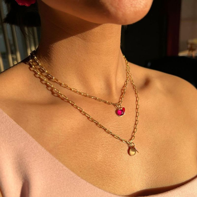 Ori small pendant necklace in Ruby & Diamond set in Gold – Juvetti