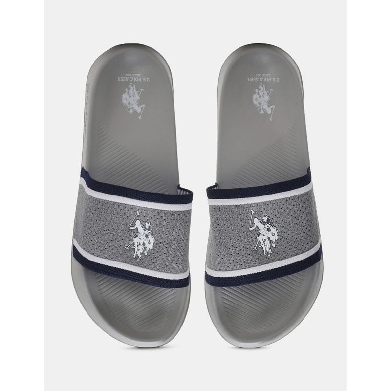 U.S. POLO ASSN. Evander 3.0 Men Casual Woven Grey Sliders (UK 6)