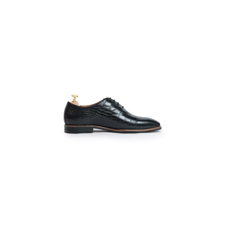 Vantier Ostrich Croc Black Oxfords (UK 5)