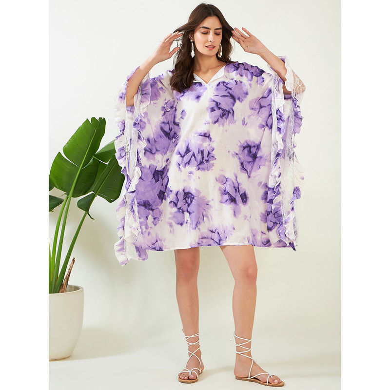 The Kaftan Company Purple Tie Dye Cover Up (M)
