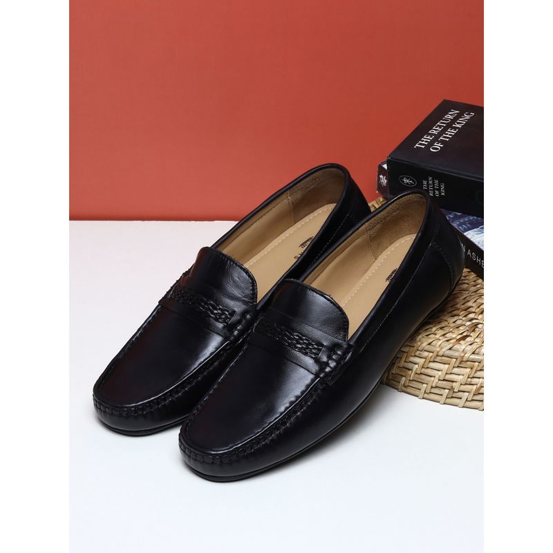 Teakwood Mens Black Solid Geniune Leather Formal Loafer (EURO 40)