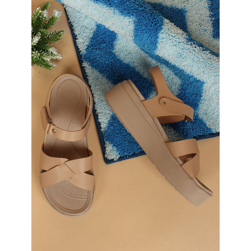 Carlton London Beige Stylish Sandals (EURO 40)