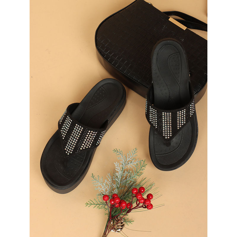 Carlton London Black Stylish Sandals (EURO 36)
