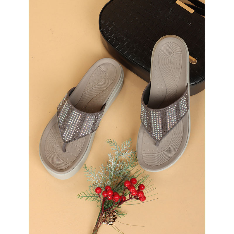 Carlton London Grey Stylish Sandals (EURO 36)