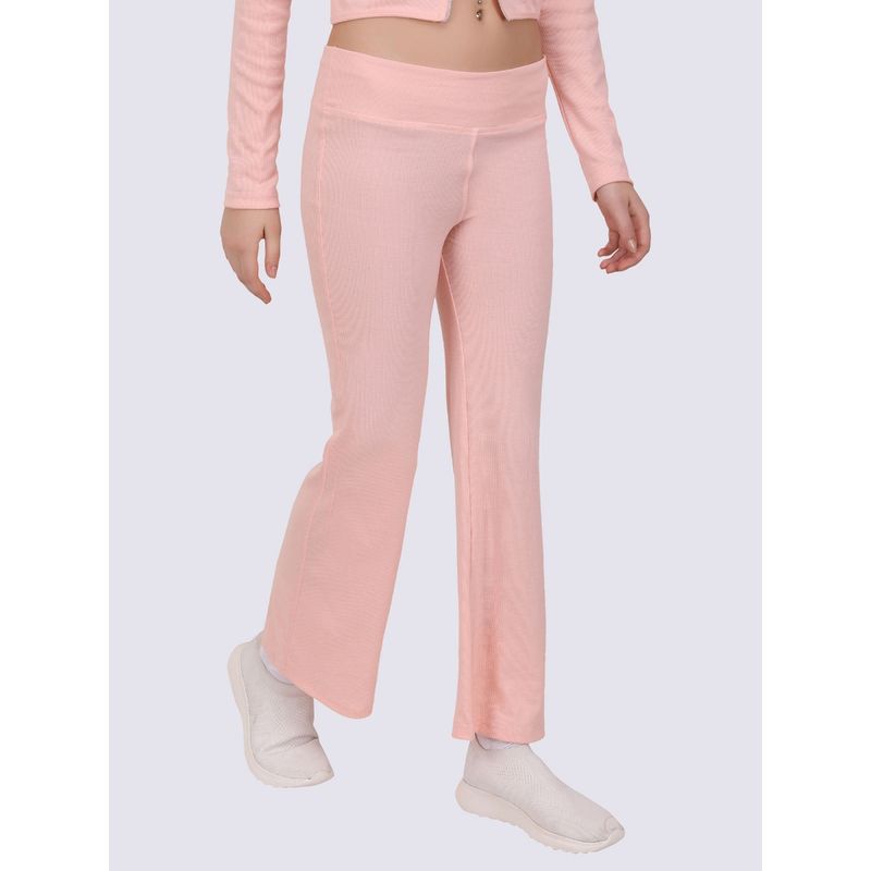 EVERDION Peach Ribbed Flare Leggings (XS)