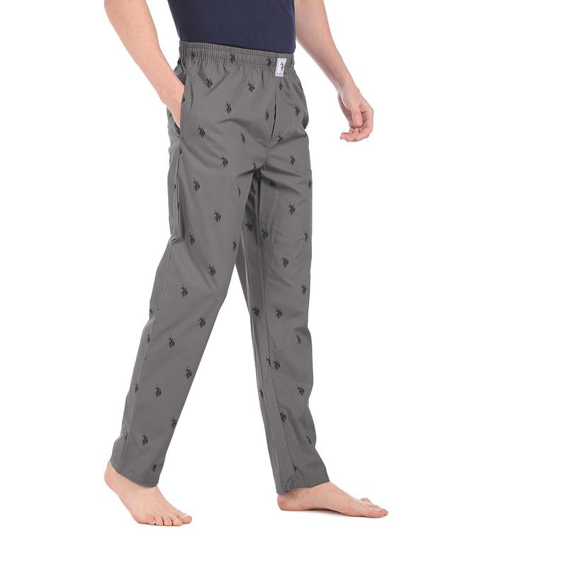 U.S. POLO ASSN. Men Grey I506 Comfort Fit Print Cotton Lounge Pants Grey (L)