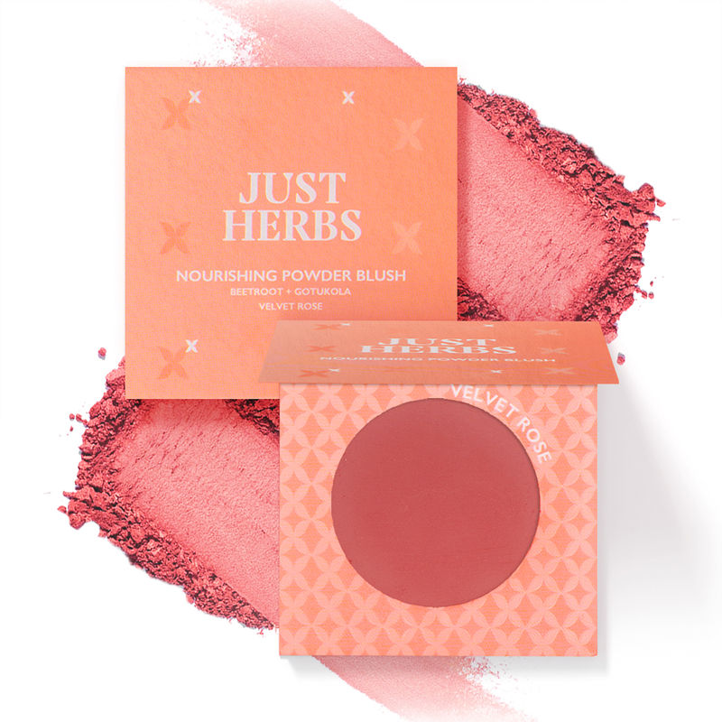 Just Herbs Nourishing Powder Blush, Velvet Rose – Skin-Loving & Smooth Blend Finish