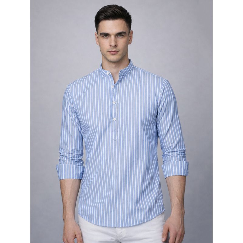 Jompers Blue Striped Short Kurta (S)