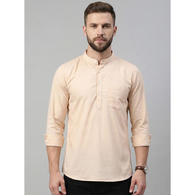 Jompers Peach Solid Cotton Blend Short Kurta (XL)