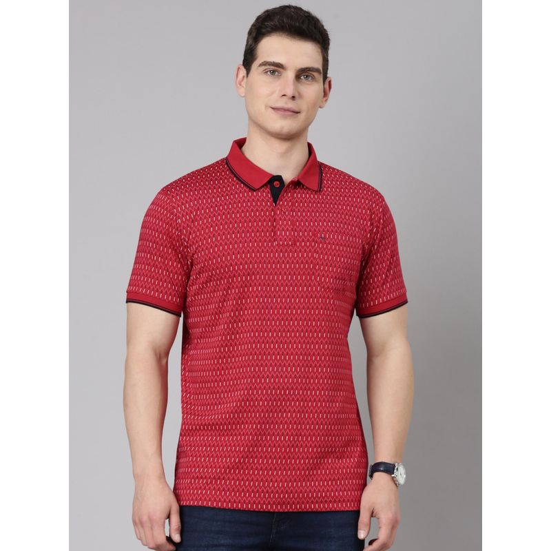 Classic Polo Red Half Sleeve Slim Fit Cotton T-Shirt (M)