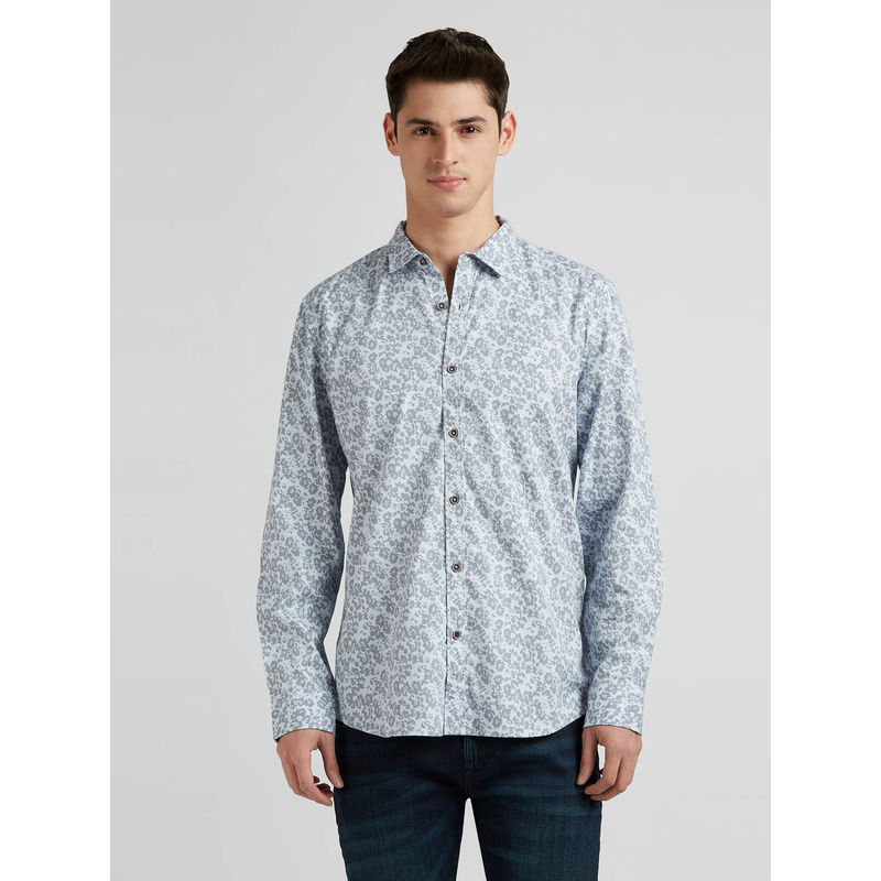 Pepe Jeans Grey Floral Full Sleeved Shirt (S)