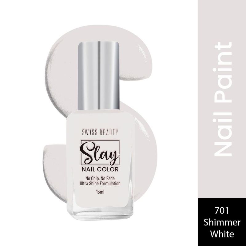 Swiss Beauty Slay Nail Color With Ultra Shine Formulation - 701 Shimmer White