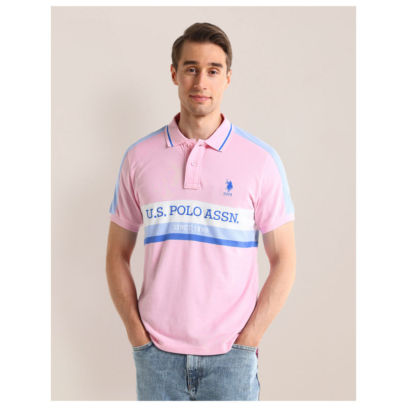 U.S. POLO ASSN. Pink Short Sleeves Polo T-Shirt (S)