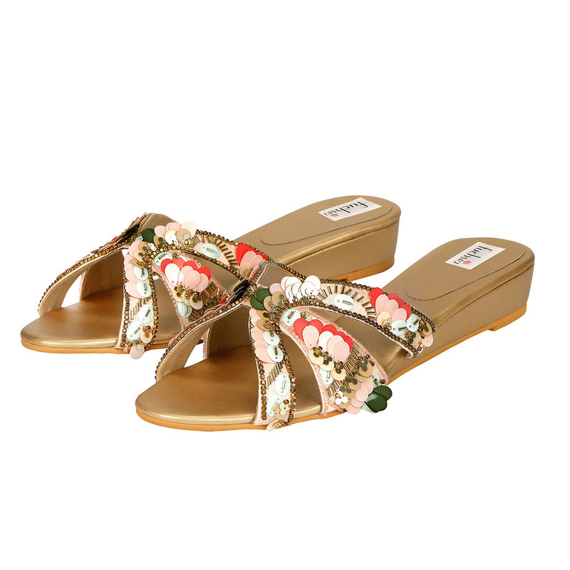 Fuchsia by Aashka Mehta Pink Embellished Colour Pop Sliders (EURO 36)