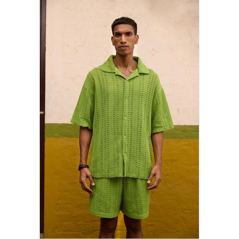 The Clothing Factory Green Crochet Lace Shirt (XS)