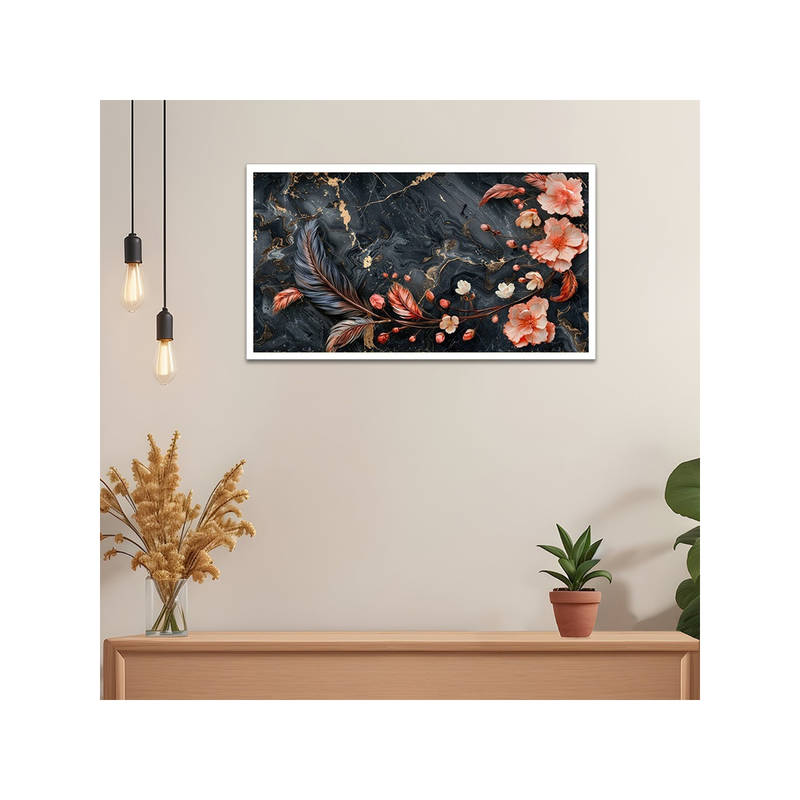 Dekorstation Preety Pink Flower Modern Art Canvas Wall Painting (12x24 inches)