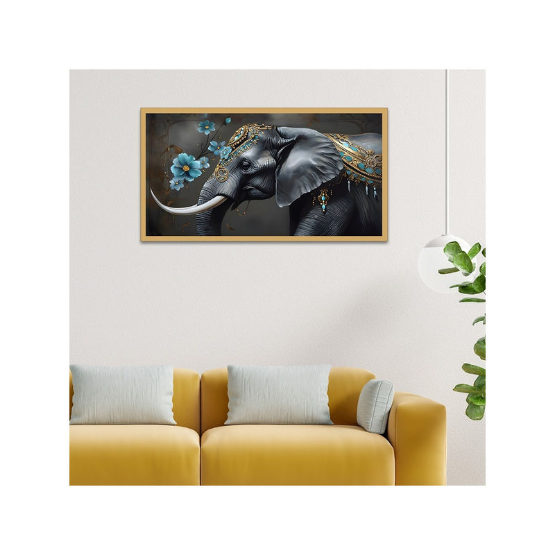 Dekorstation Majestic Elephant Modern Art Canvas Wall Painting (12x24 inches)