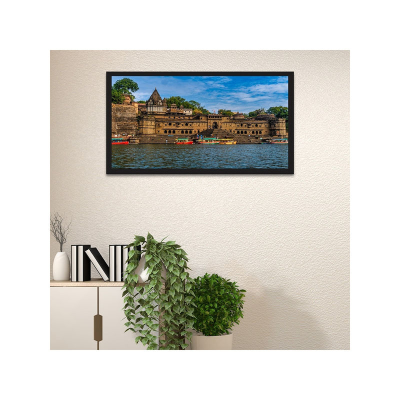 Dekorstation Canvas Maheshwar Fort on The Banks of Narmada River Wall Painting (12x24 inches)
