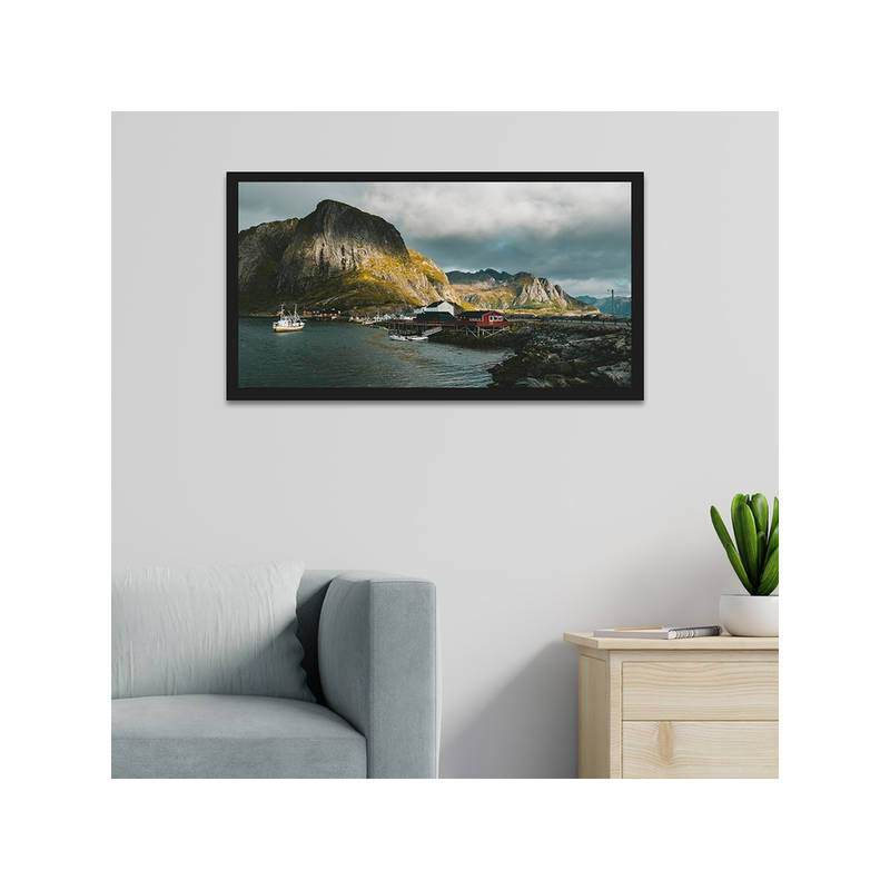 Dekorstation Fishing Boats in The Marina Town Sunny Autumn Day Wall Painting (12x24 inches)