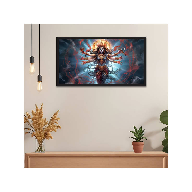 Dekorstation Maa Kali Goddess Ultimate Power Hindu Religious Wall Painting (12x24 inches)