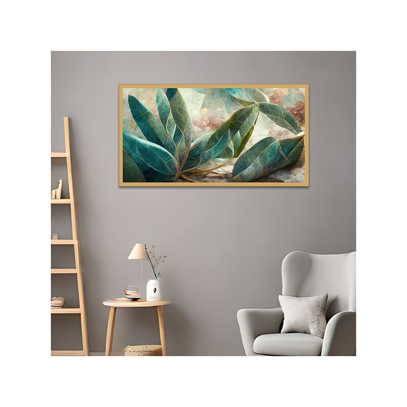 Dekorstation 3D Flower Arrangement Leaves Bouquet Wall Painting (12x24 inches)