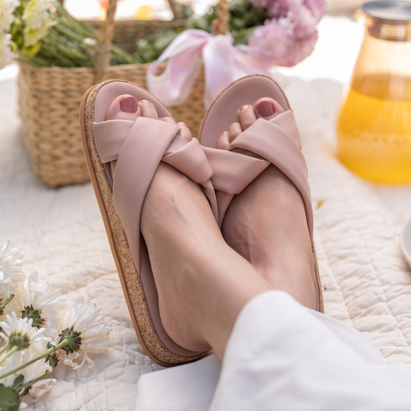 Coral Haze Dusty Pink Cushioned Flatform Sandals (UK 5)