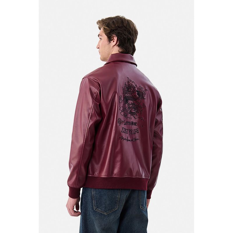 Snitch Maroon Embroidered Full Sleeves Regular Casual Jacket (S)