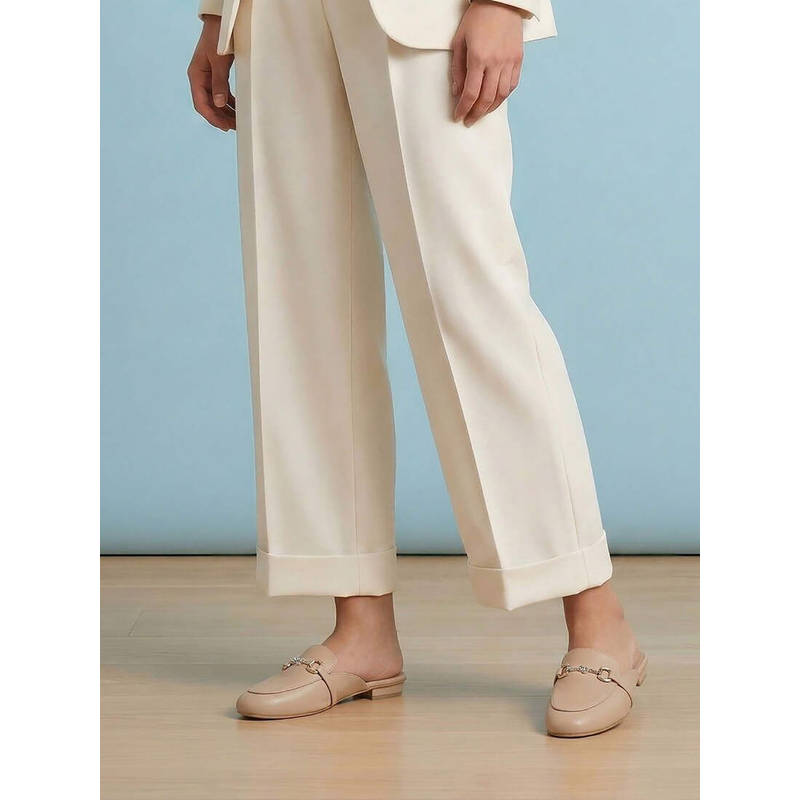 Mochi Women Beige Casual Mules Heels (UK 3)
