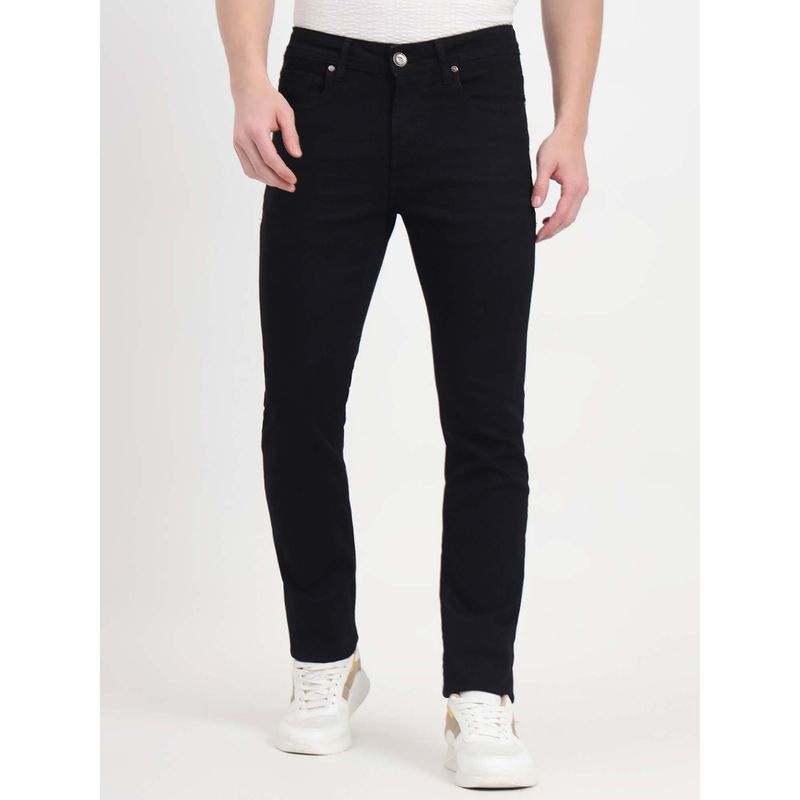 JadeBlue Men Cotton Blend Jet Black Solid Jeans (30)