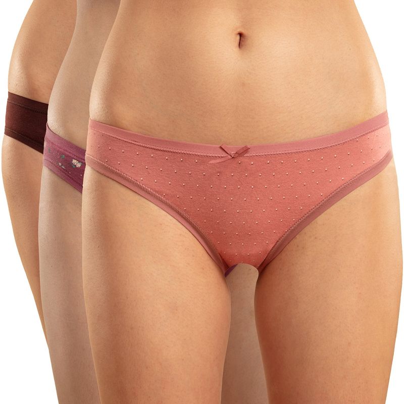 Nykd by Nykaa Bikini Panty with Outer Elastic-NYP030-Assortment 1 Multi-Color (Pack of 3) (S)