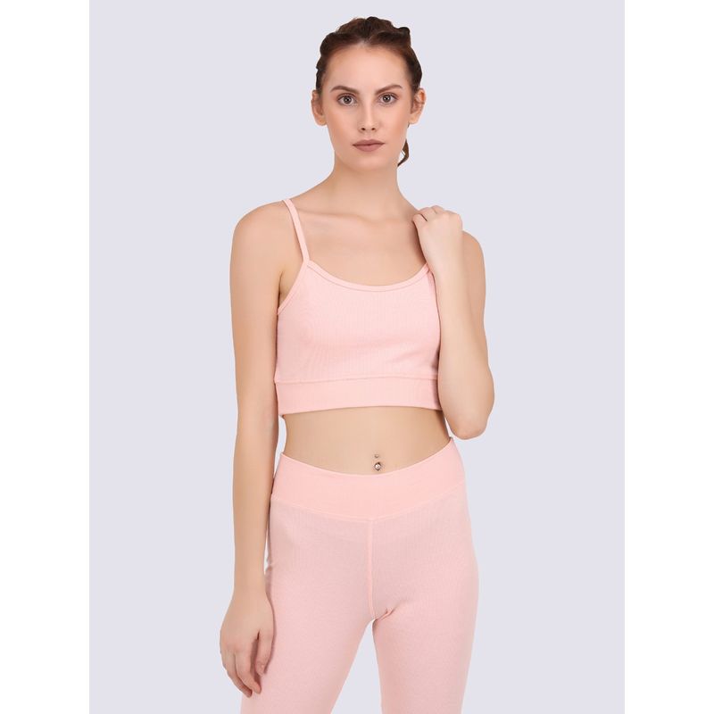 EVERDION Peach Ribbed Bralette Crop Top (S)
