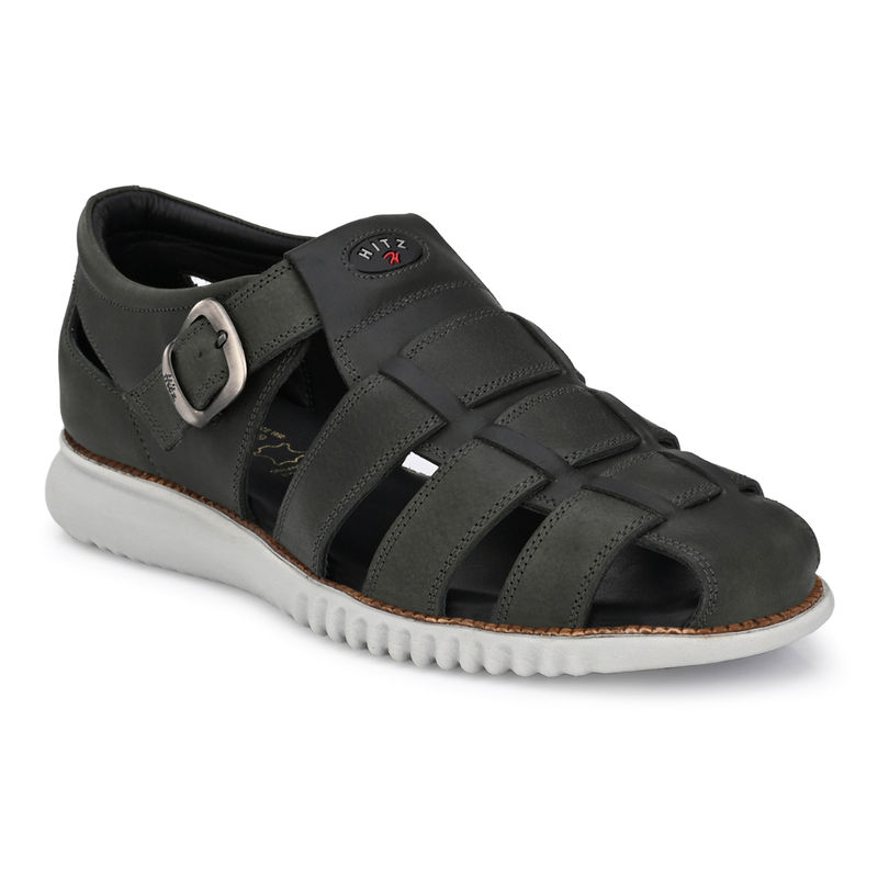 Hitz Black Leather Sandal - Uk 7