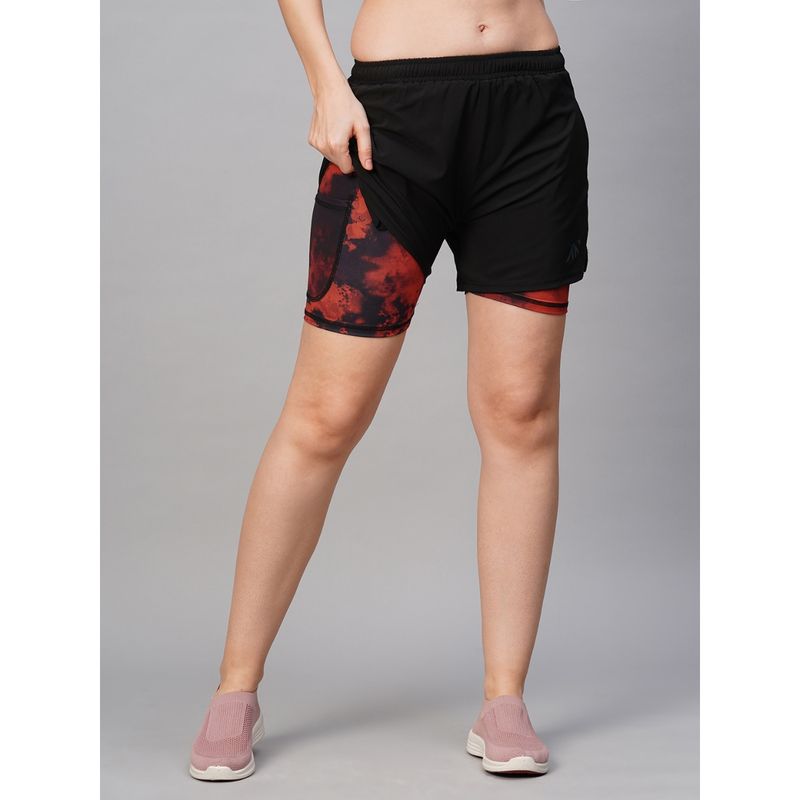 AESTHETIC NATION Red 2 in 1 Inner Compression Shorts (XS)