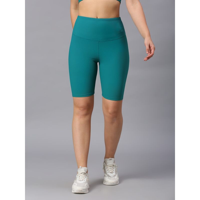 AESTHETIC NATION Green Strive Ribbed Cycling Shorts (XS)