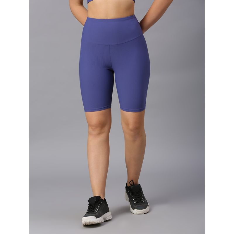 AESTHETIC NATION Purple Strive Ribbed Cycling Shorts (M)