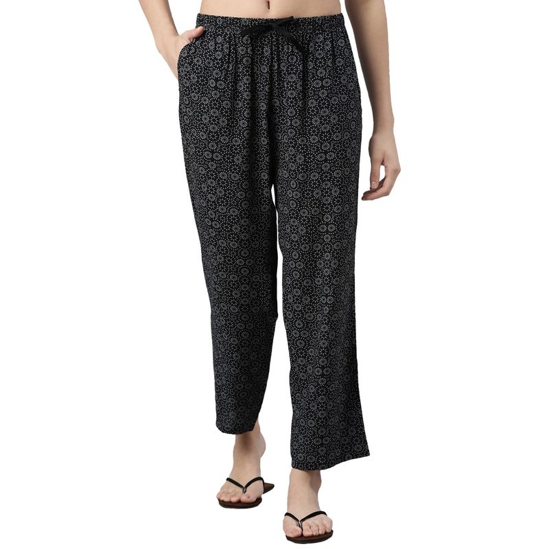 Enamor E4A3 Mid-Rise Printed Slounge Pants for Women (L)