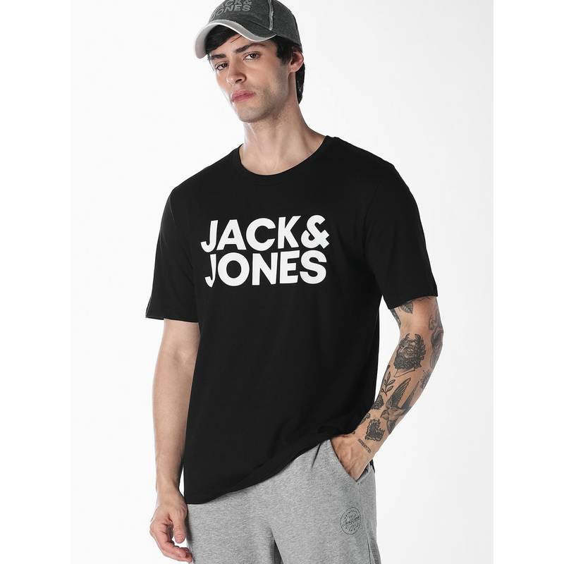 Jack & Jones Printed Jet Black Mens T-shirt (S)