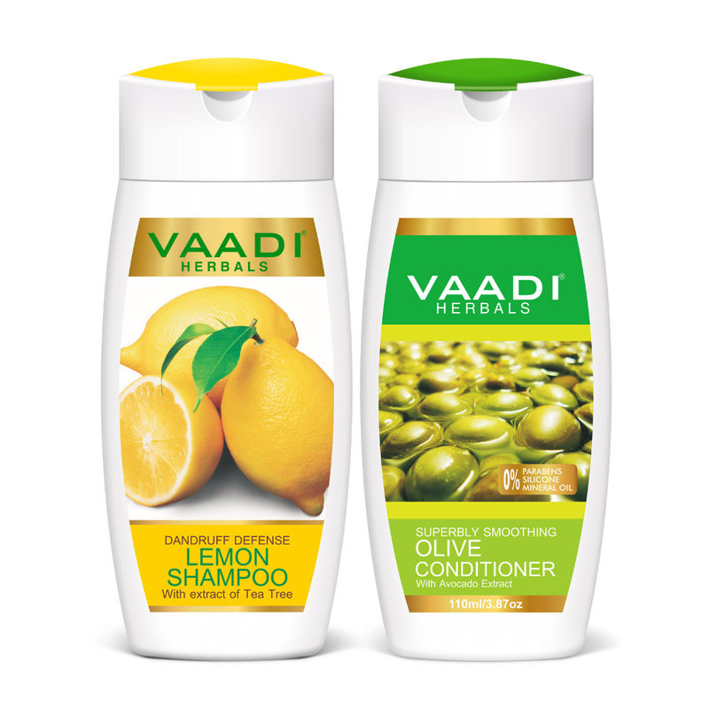 Vaadi Herbals Dandruff Defense Lemon Shampoo With Olive Conditioner - Pack of 2